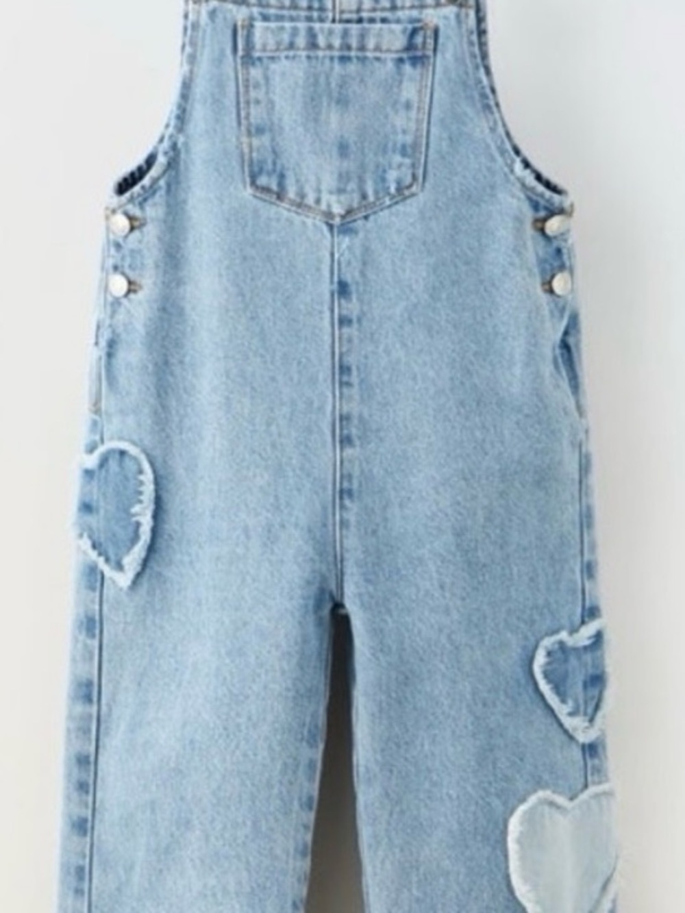Zara Kids Light Blue Heart Denim Overalls - 18-24 months